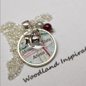 COPY - Mississippi State bulldog map necklace, MS…